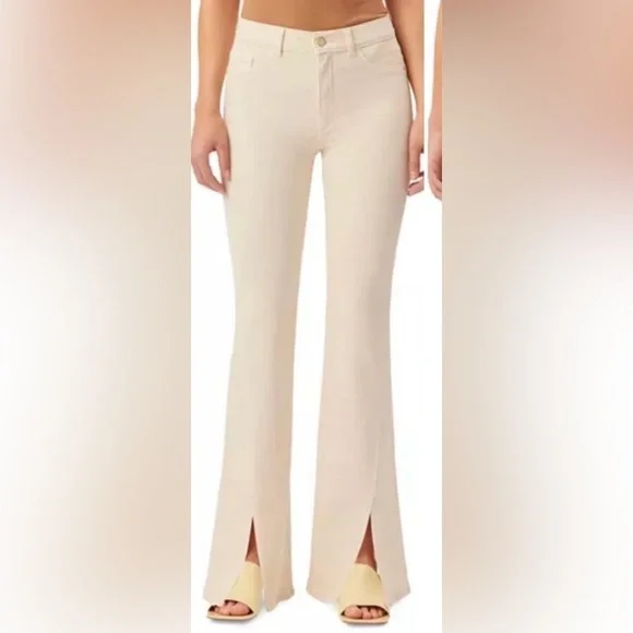 DL1961 Bridget Instasculpt High Rise Bootcut Hem Split Jeans Ecru Size 26 - Picture 7 of 17